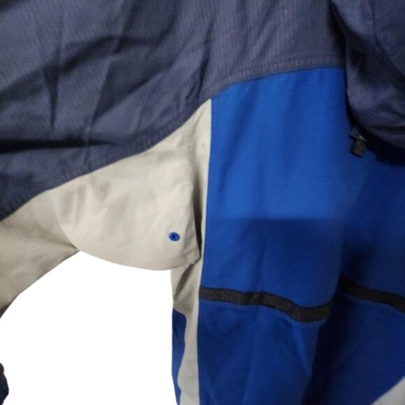 Columbia Men’s Medium Hooded Windbreaker Jacket Navy Gray Packable Nylon - Picture 3 of 12